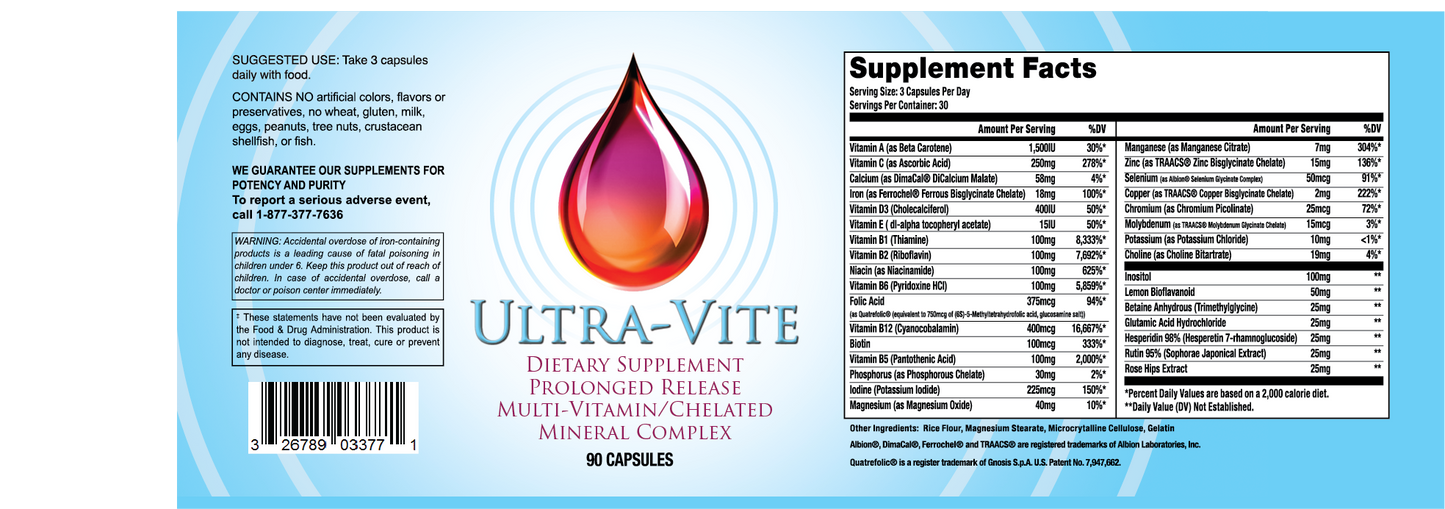 UltraVite - Prolonged Release Multivitamin & Chelated Mineral Complex